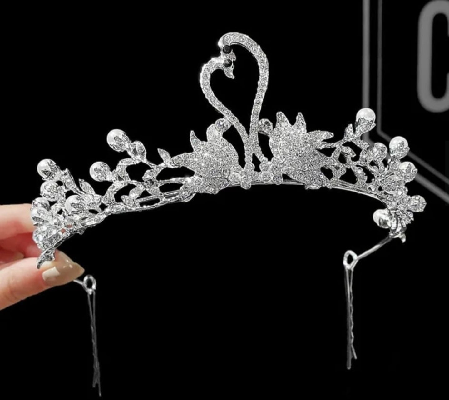 Swan and heart tiara